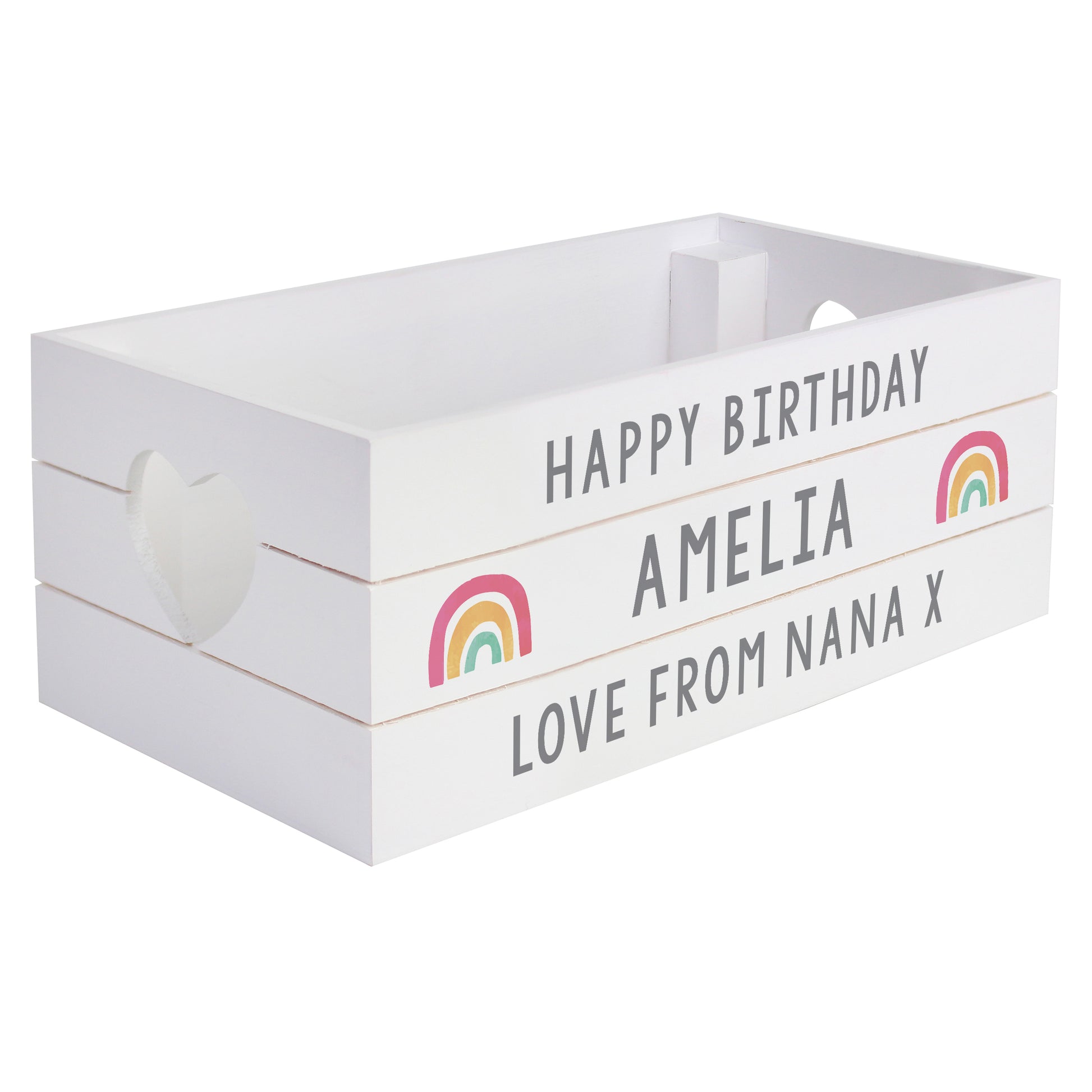 Personalised Rainbow White Wooden Crate - image 5