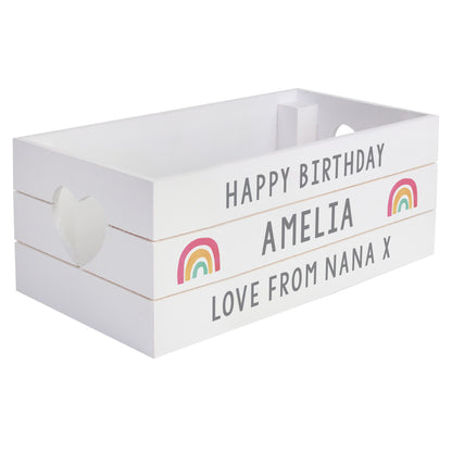 Personalised Rainbow White Wooden Crate - image 5