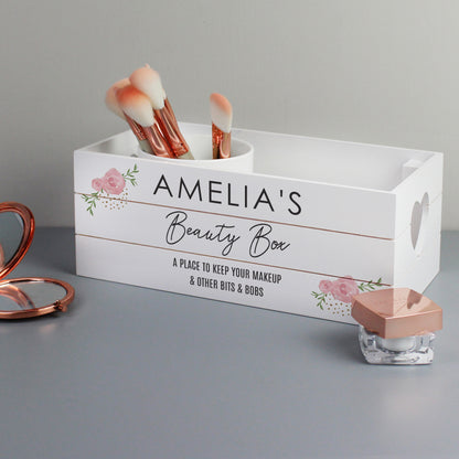 Personalised Abstract Rose White Wooden Crate from Heartfelt Gifts