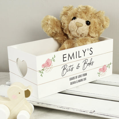 Personalised Abstract Rose White Wooden Crate - image 2