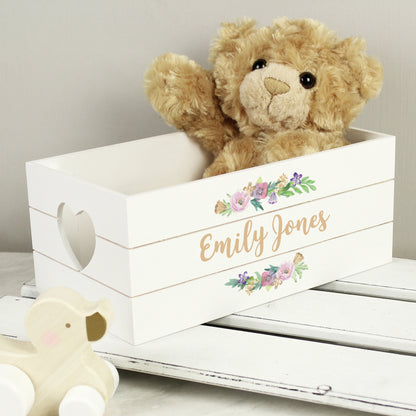Personalised Floral Couples White Wooden Crate - image 4