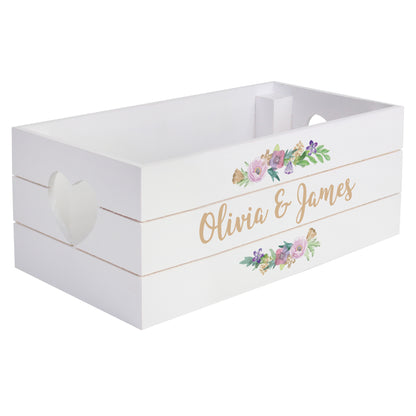Personalised Floral Couples White Wooden Crate - image 5