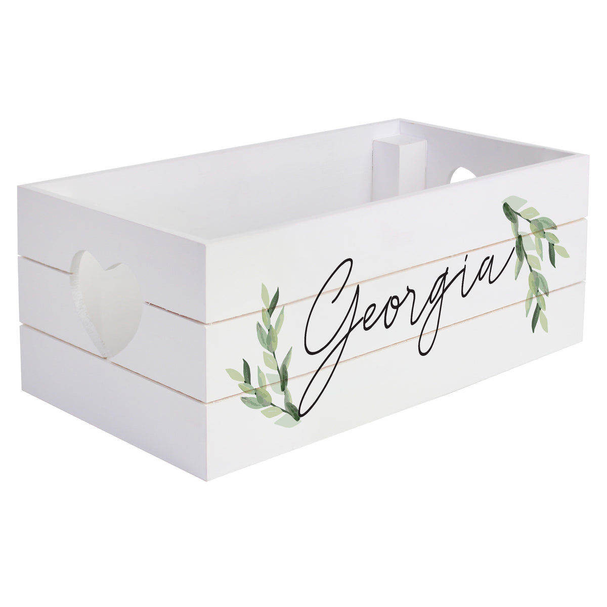 Personalised Name Only Botanical White Wooden Crate - image 5
