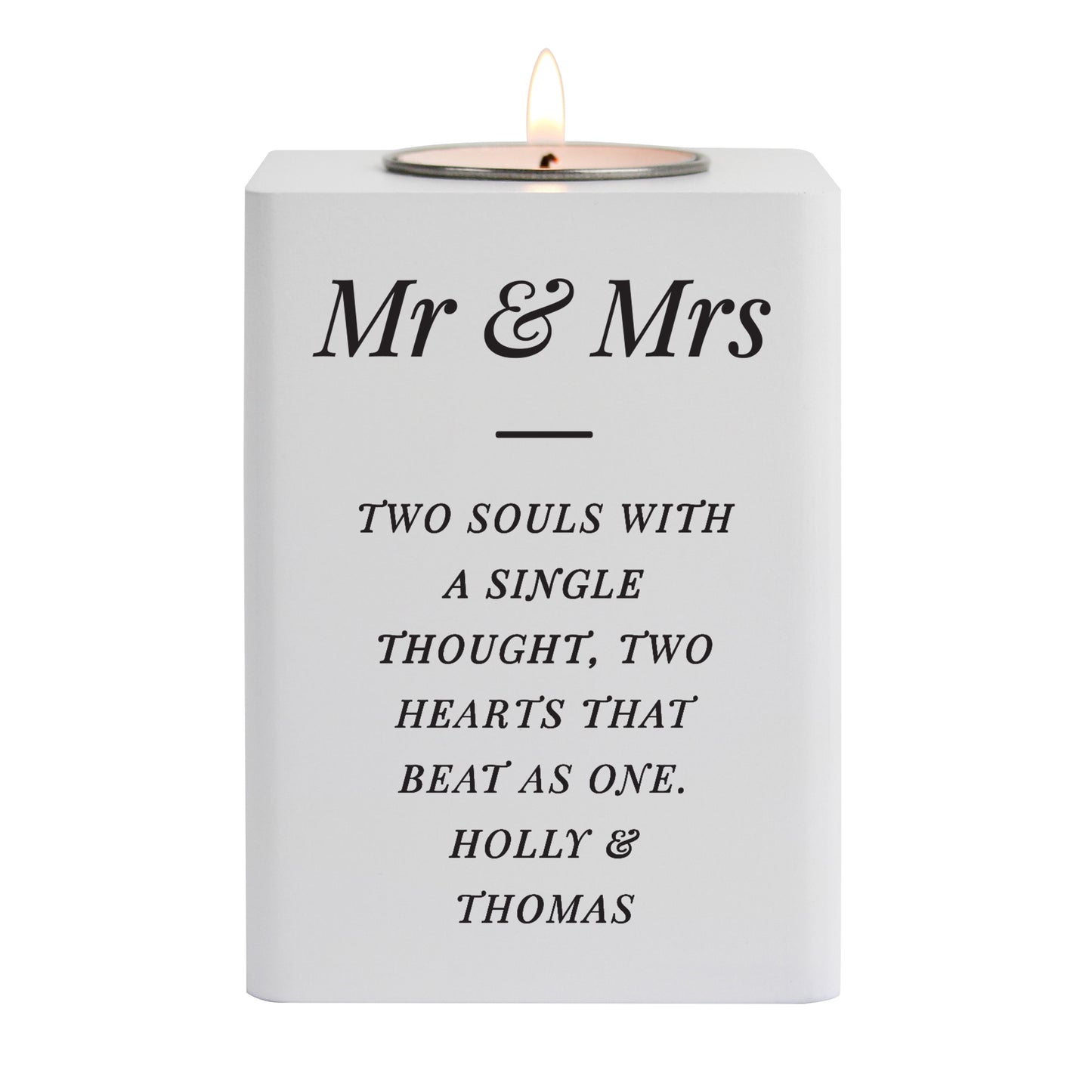 Personalised Free Text White Wooden Tea light Holder - image 6