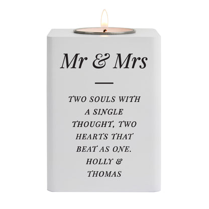 Personalised Free Text White Wooden Tea light Holder - image 6