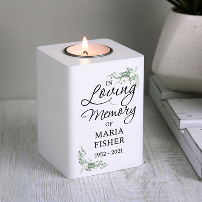 Personalised In Loving Memory White Wooden Tea light Holder from Heartfelt Gifts
