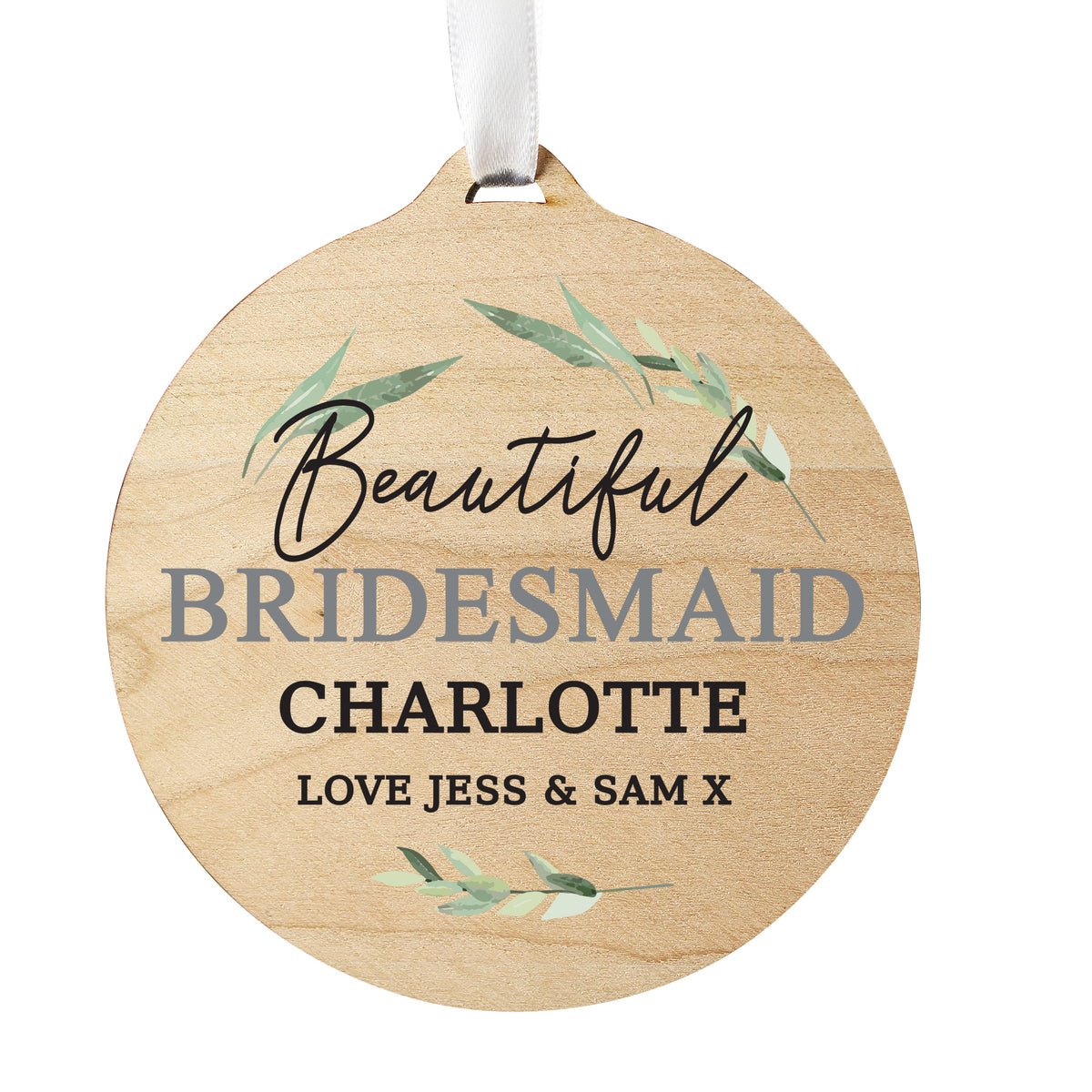 Personalised Leaf Decor Round Wooden Decoration - image 5