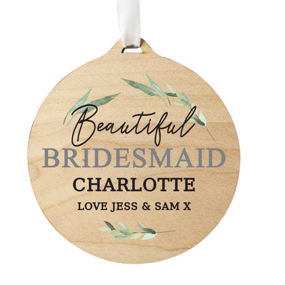 Personalised Leaf Decor Round Wooden Decoration - image 5