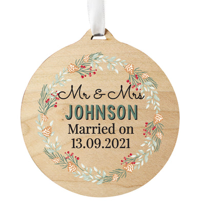 Personalised Wreath Round Wooden Decoration - image 5
