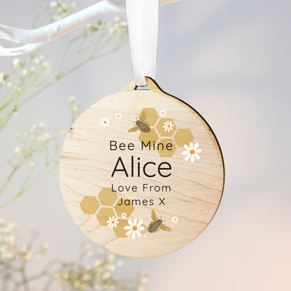 Personalised Bee Round Wooden Decoration - image 2