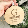 Personalised Initial Round Wooden Decoration from Heartfelt Gifts