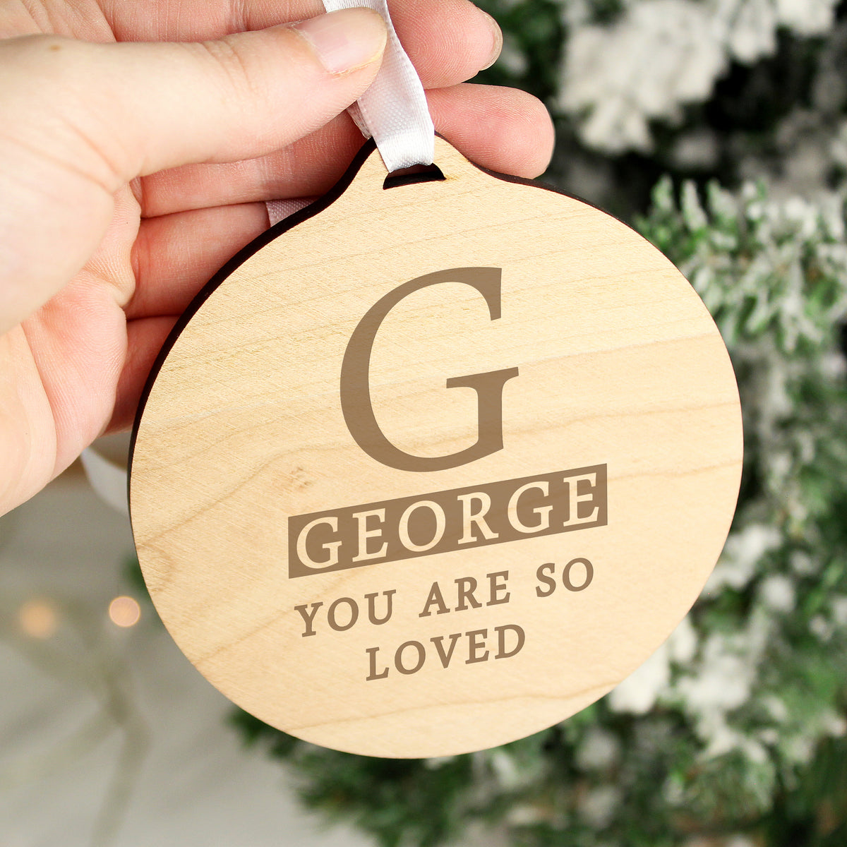 Personalised Initial Round Wooden Decoration from Heartfelt Gifts