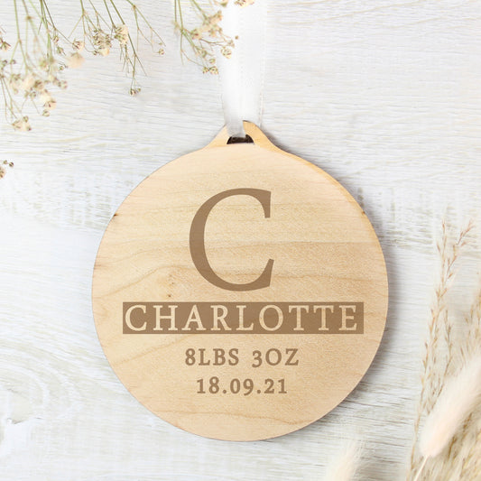 Personalised Initial Round Wooden Decoration - image 2