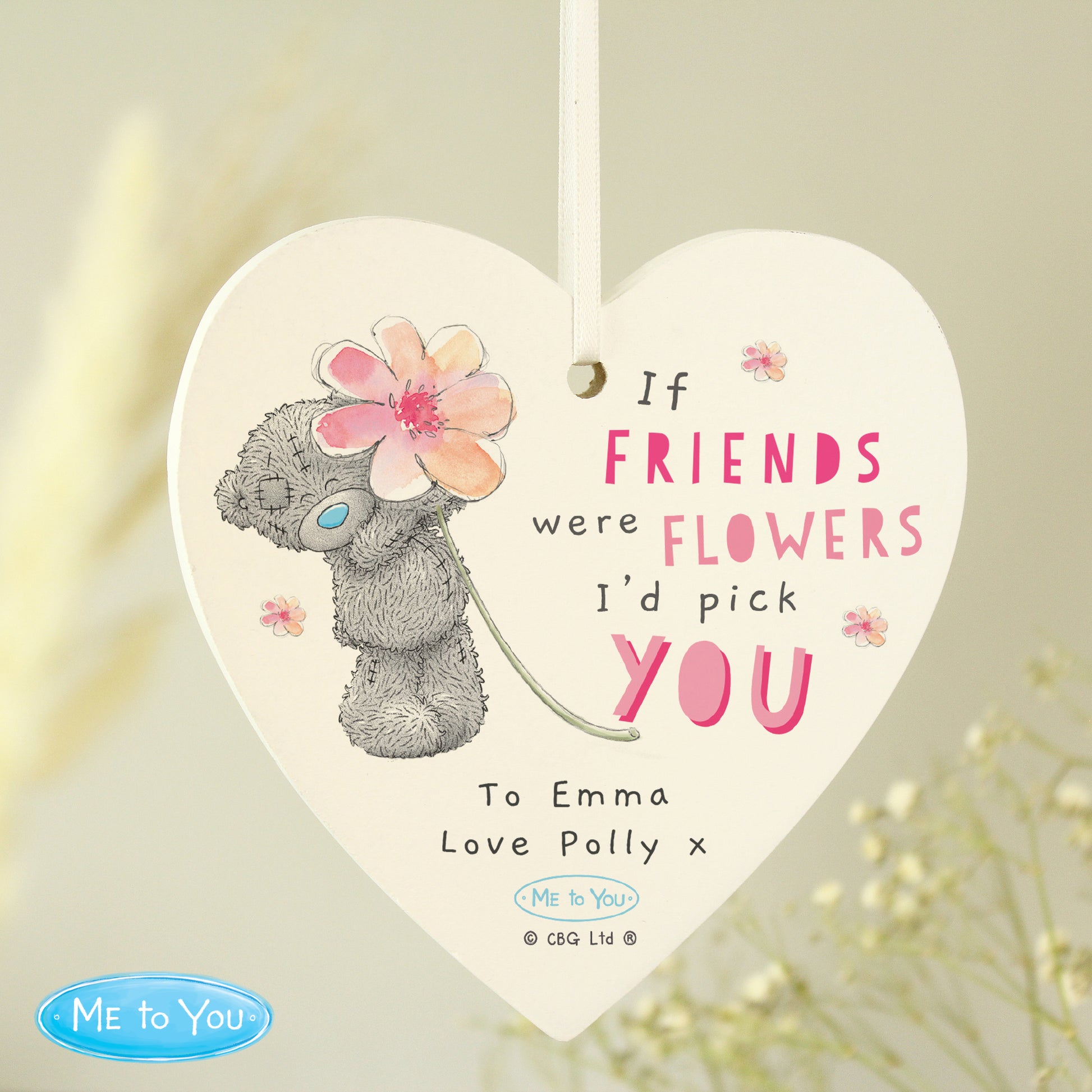 Personalised Me To You If... Were Flowers Wooden Heart Decoration - image 2