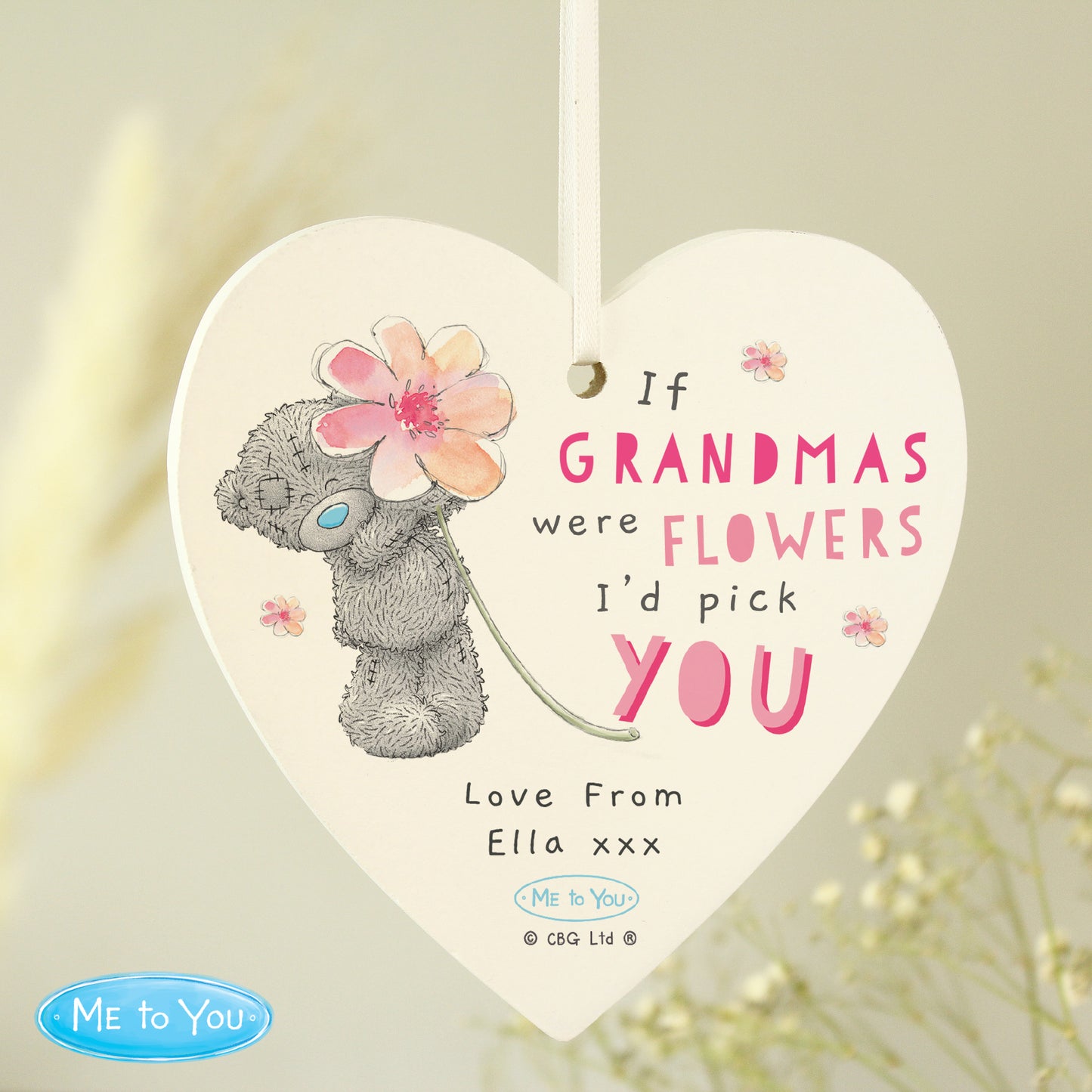 Personalised Me To You If... Were Flowers Wooden Heart Decoration - image 3