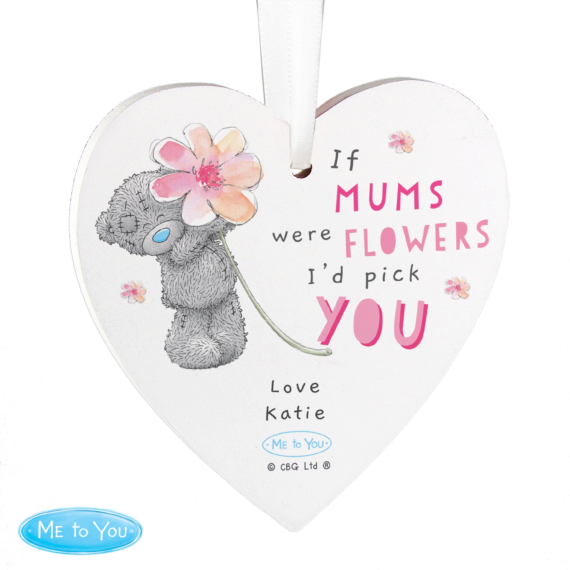 Personalised Me To You If... Were Flowers Wooden Heart Decoration - image 4