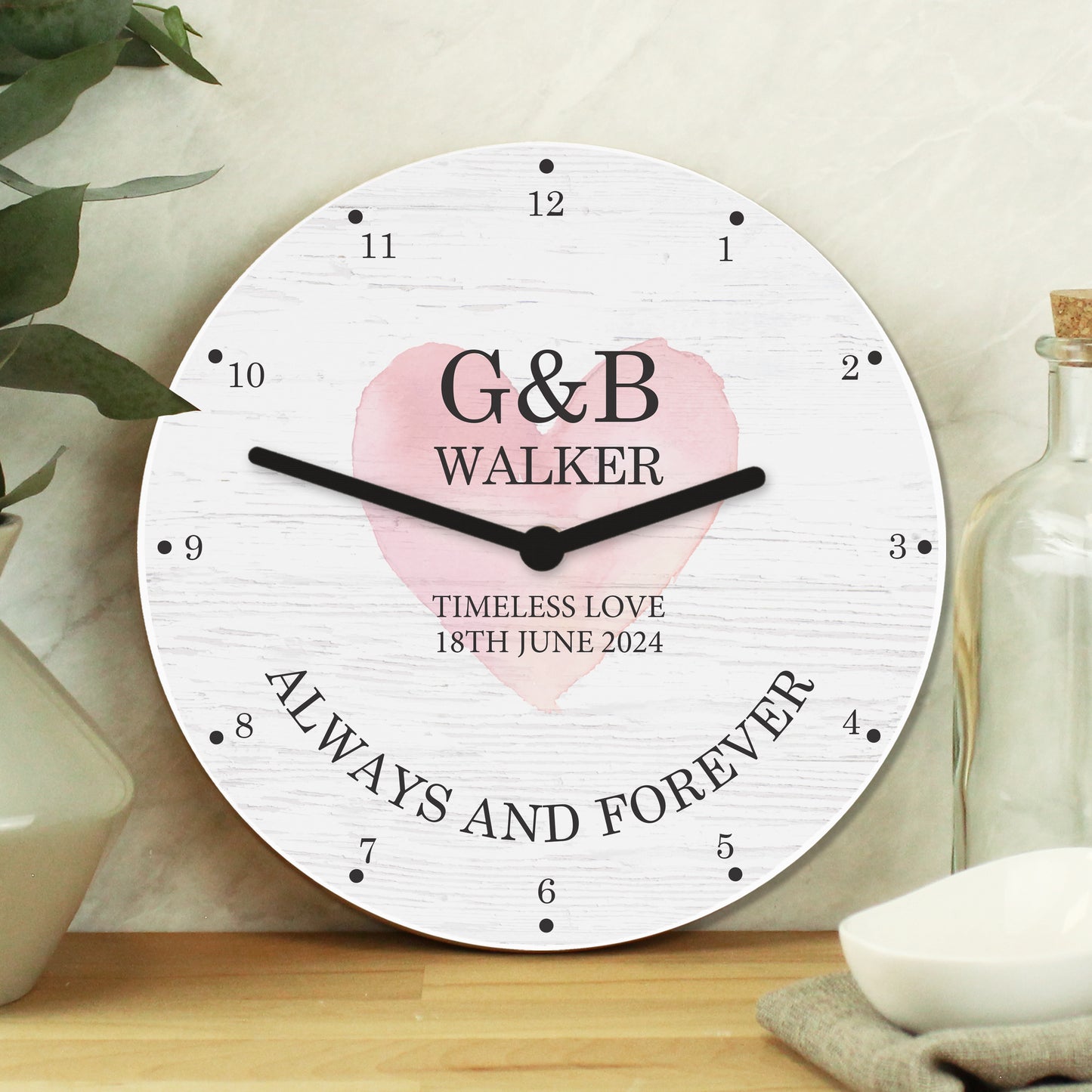 Personalised Couples Wooden Clock from Heartfelt Gifts