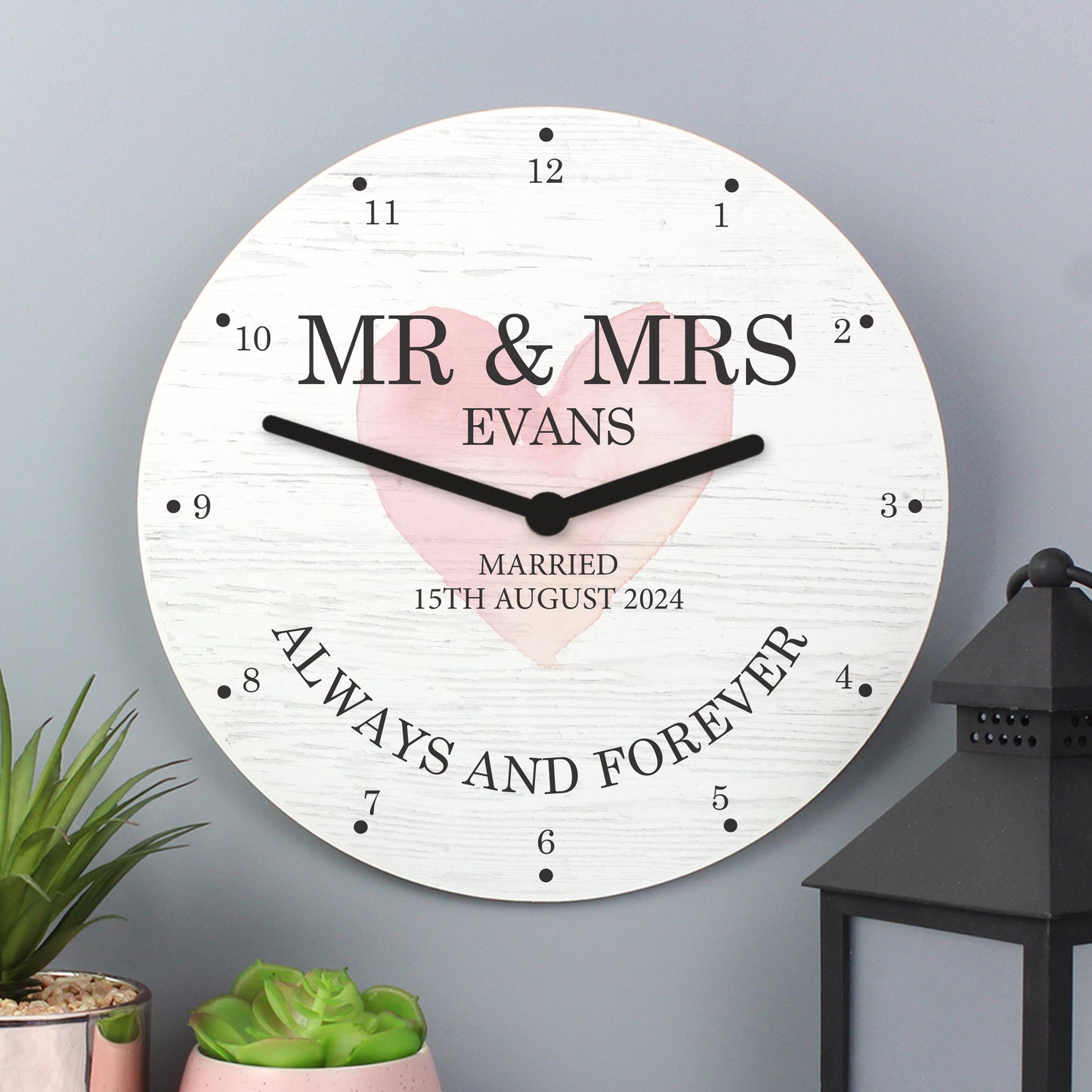 Personalised Couples Wooden Clock - image 2