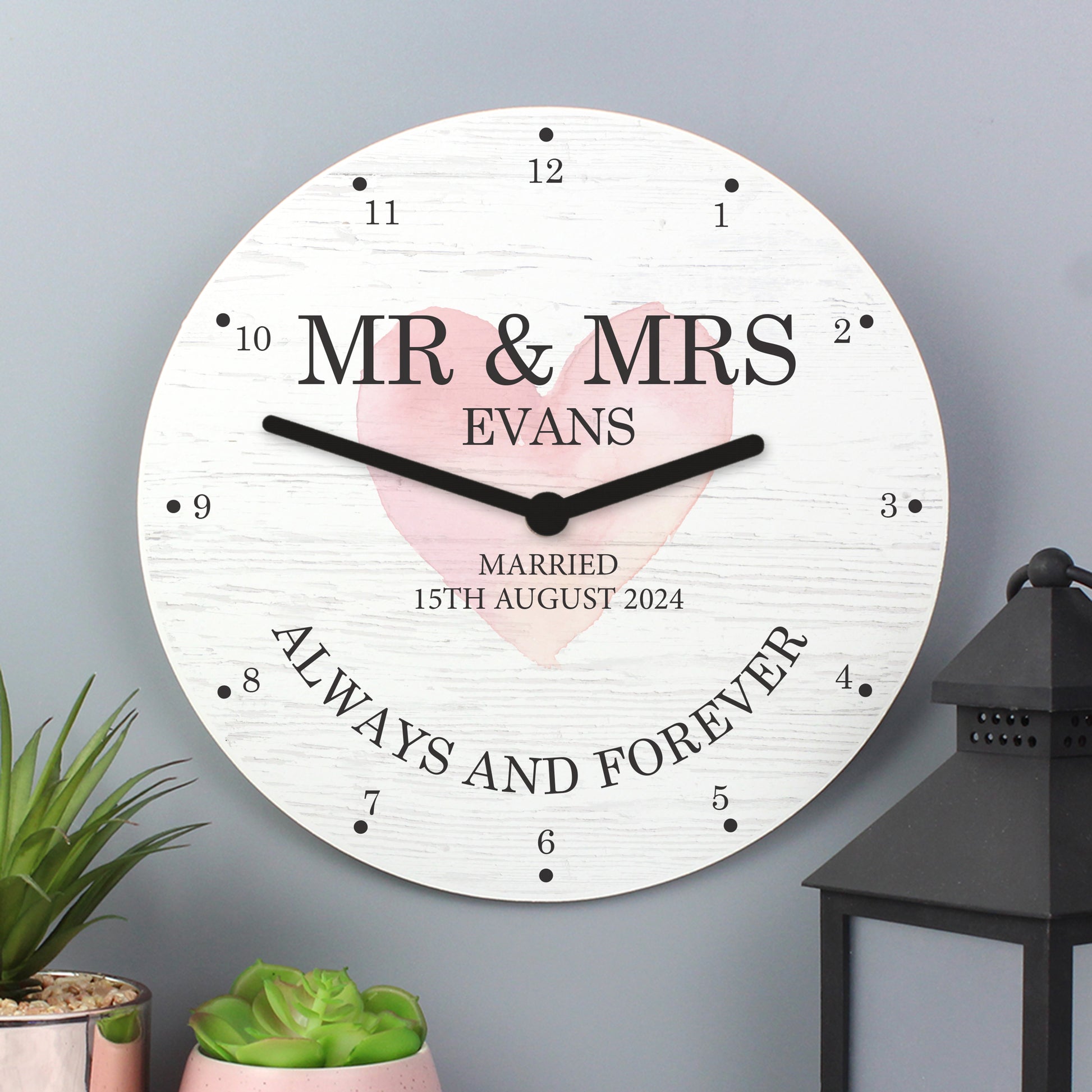Personalised Couples Wooden Clock - image 2