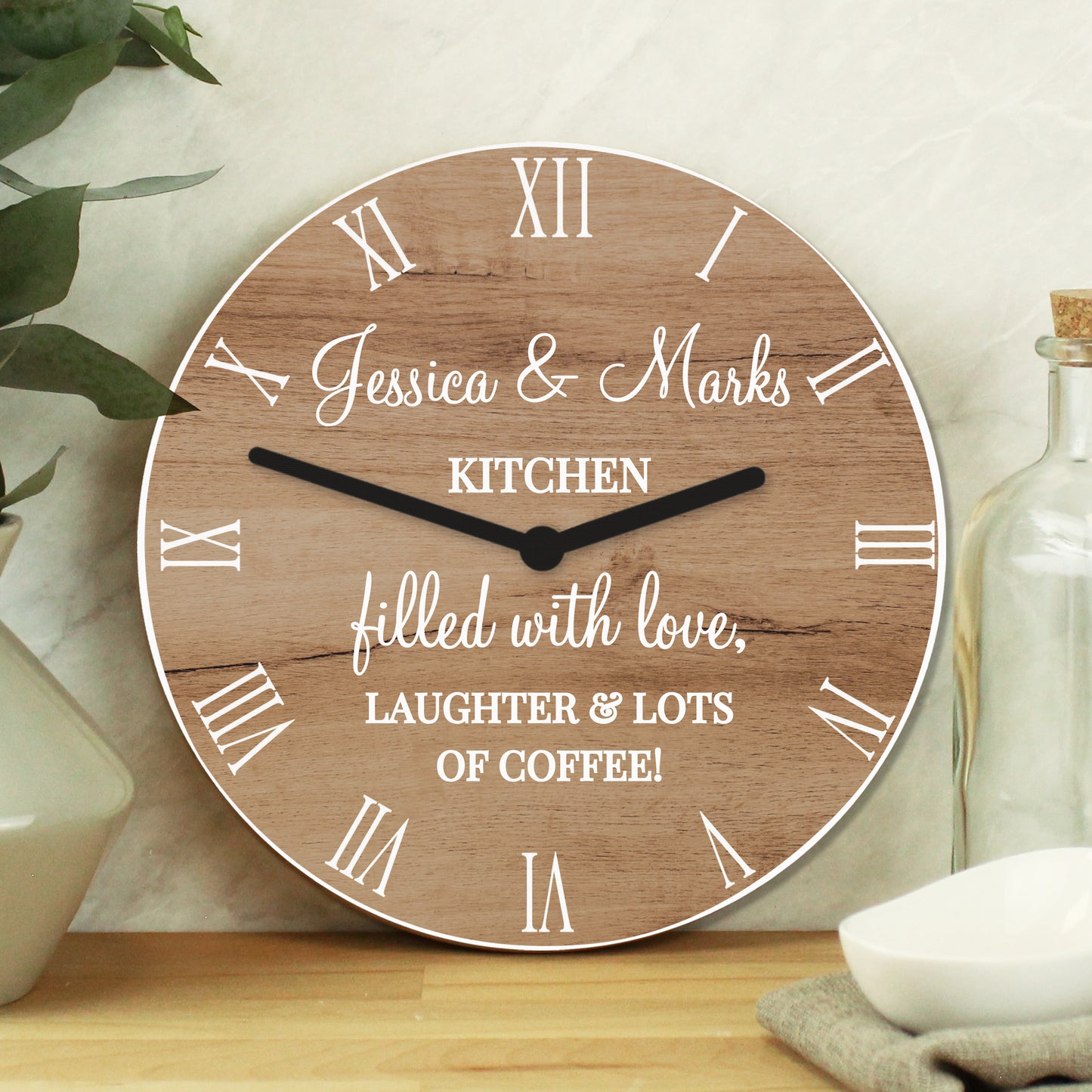 Personalised Free Text Wood Effect Clock - image 3