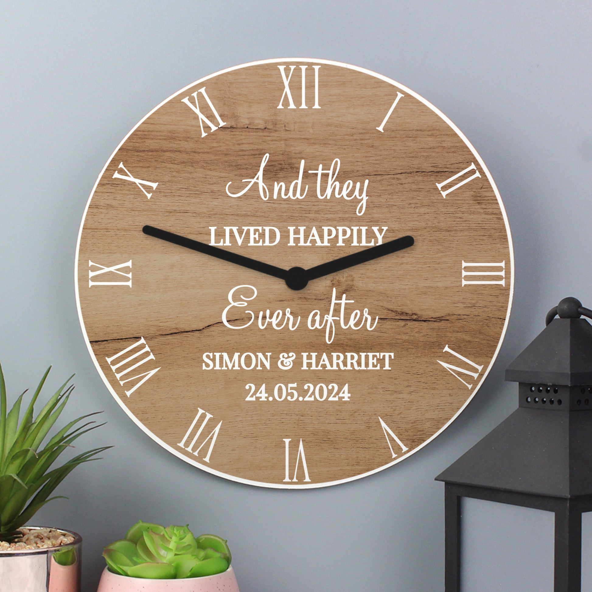 Personalised Free Text Wood Effect Clock - image 4