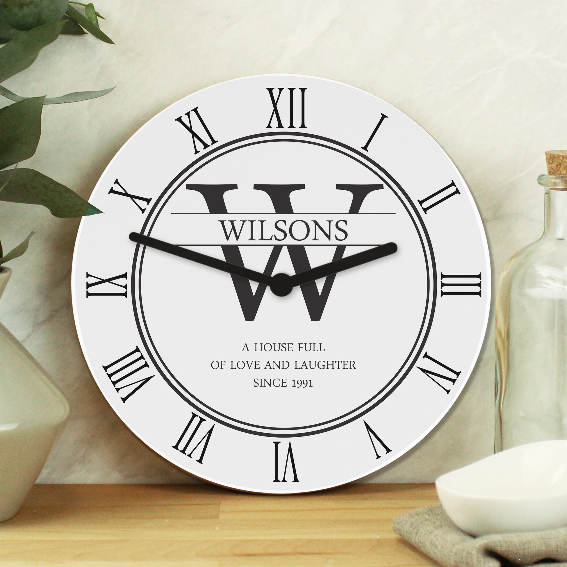 Personalised Family Name & Initial Wooden Clock - image 2