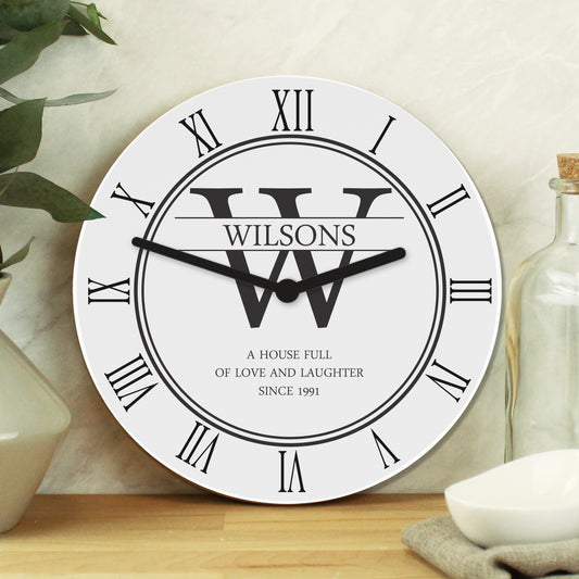 Personalised Family Name & Initial Wooden Clock - image 2