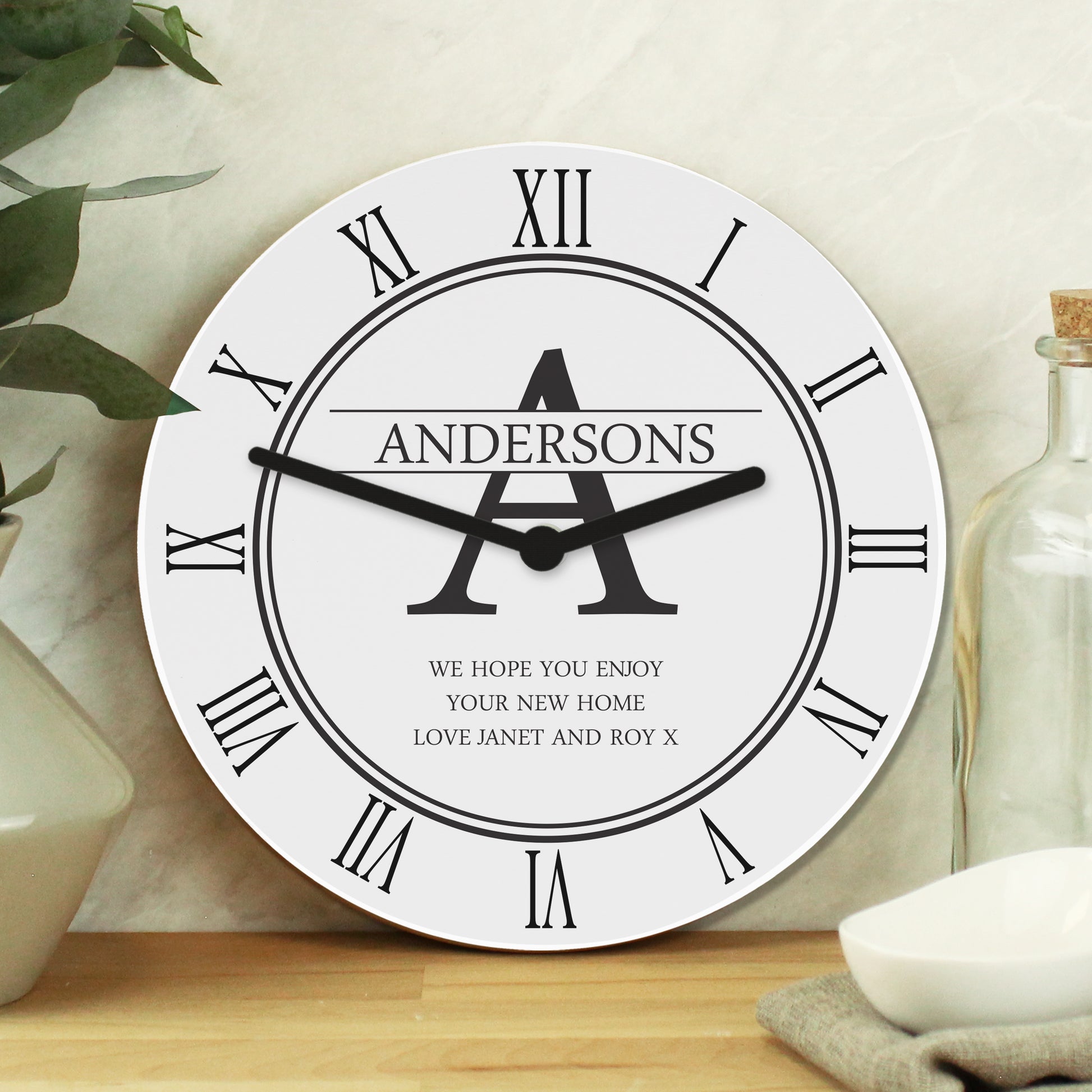 Personalised Family Name & Initial Wooden Clock - image 3