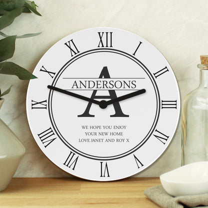Personalised Family Name & Initial Wooden Clock - image 3