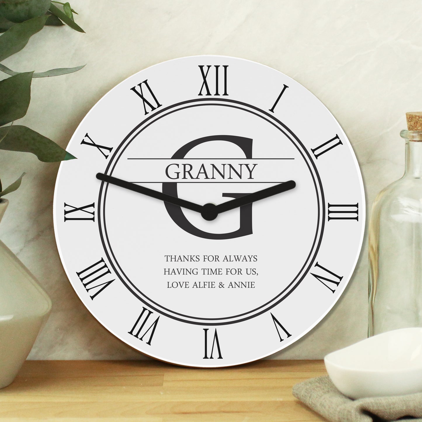 Personalised Family Name & Initial Wooden Clock - image 4