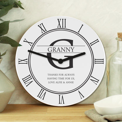 Personalised Family Name & Initial Wooden Clock - image 4