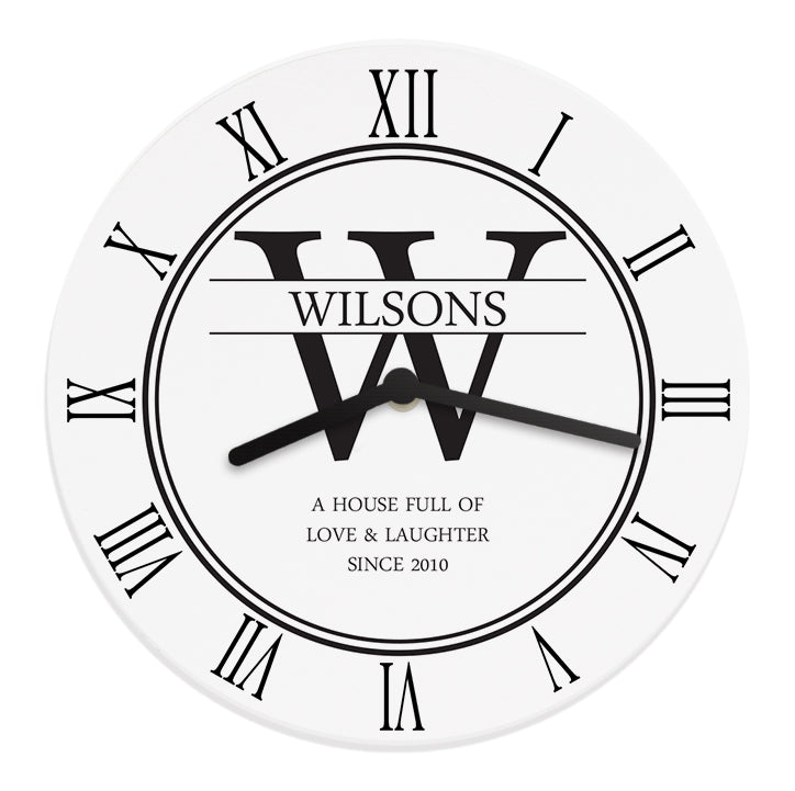 Personalised Family Name & Initial Wooden Clock - image 5