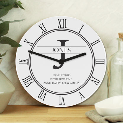 Personalised Family Name & Initial Wooden Clock - image 6