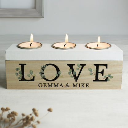Personalised Botanical Triple Tea Light Box from Heartfelt Gifts