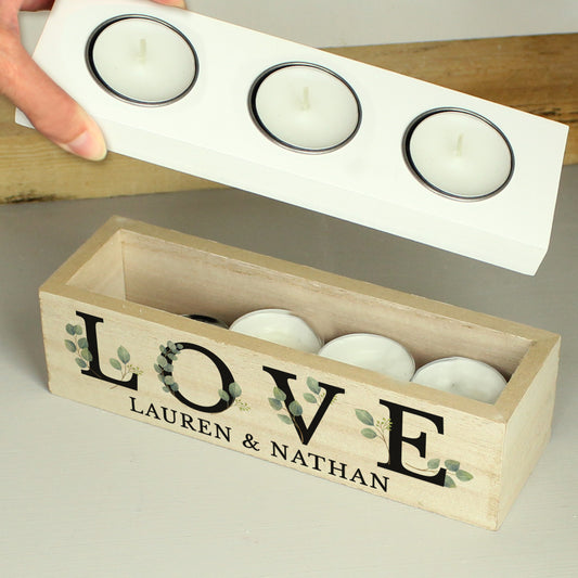 Personalised Botanical Triple Tea Light Box - image 3