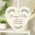 Personalised Botanical Wooden Heart Decoration from Heartfelt Gifts
