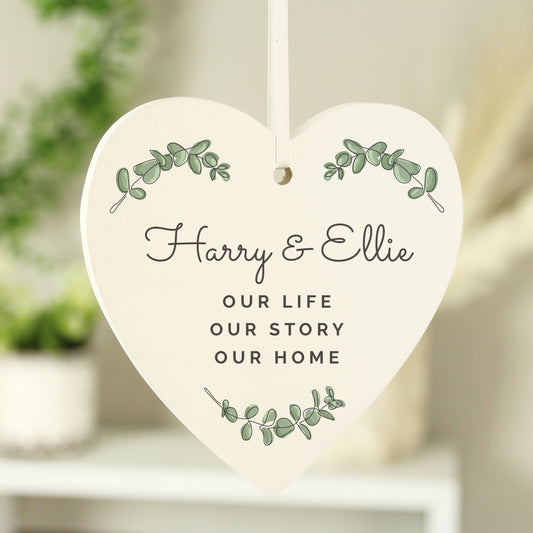 Personalised Botanical Wooden Heart Decoration from Heartfelt Gifts