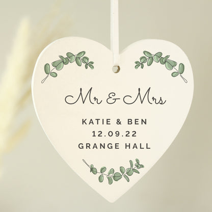 Personalised Botanical Wooden Heart Decoration - image 3