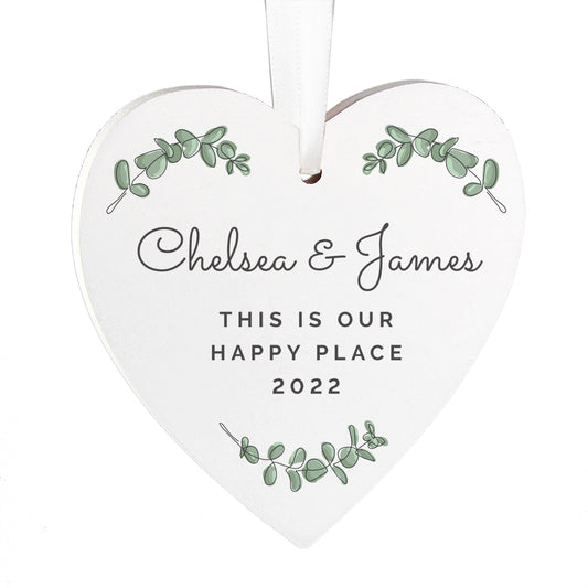Personalised Botanical Wooden Heart Decoration - image 4