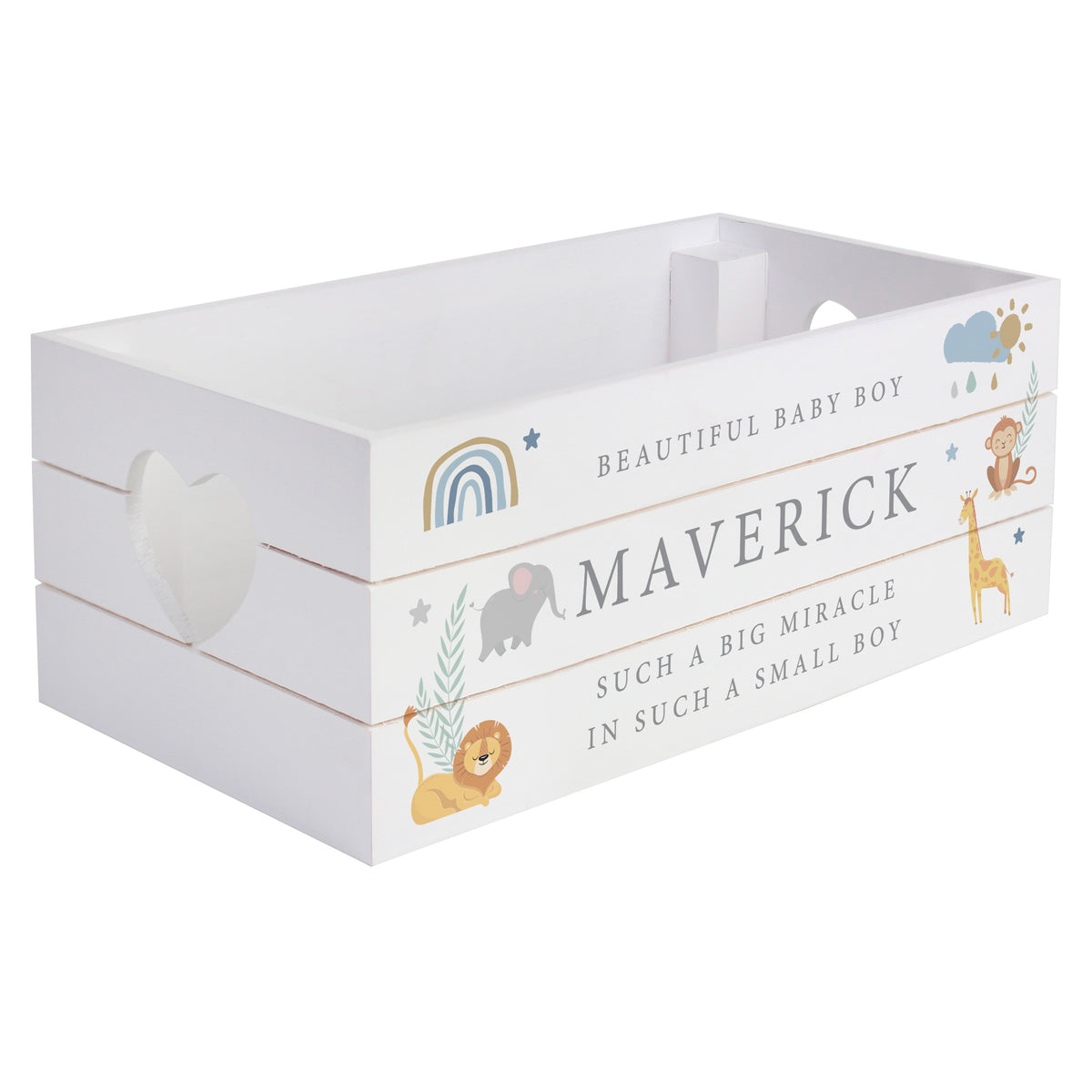 Personalised Safari Animals White Wooden Crate - image 4