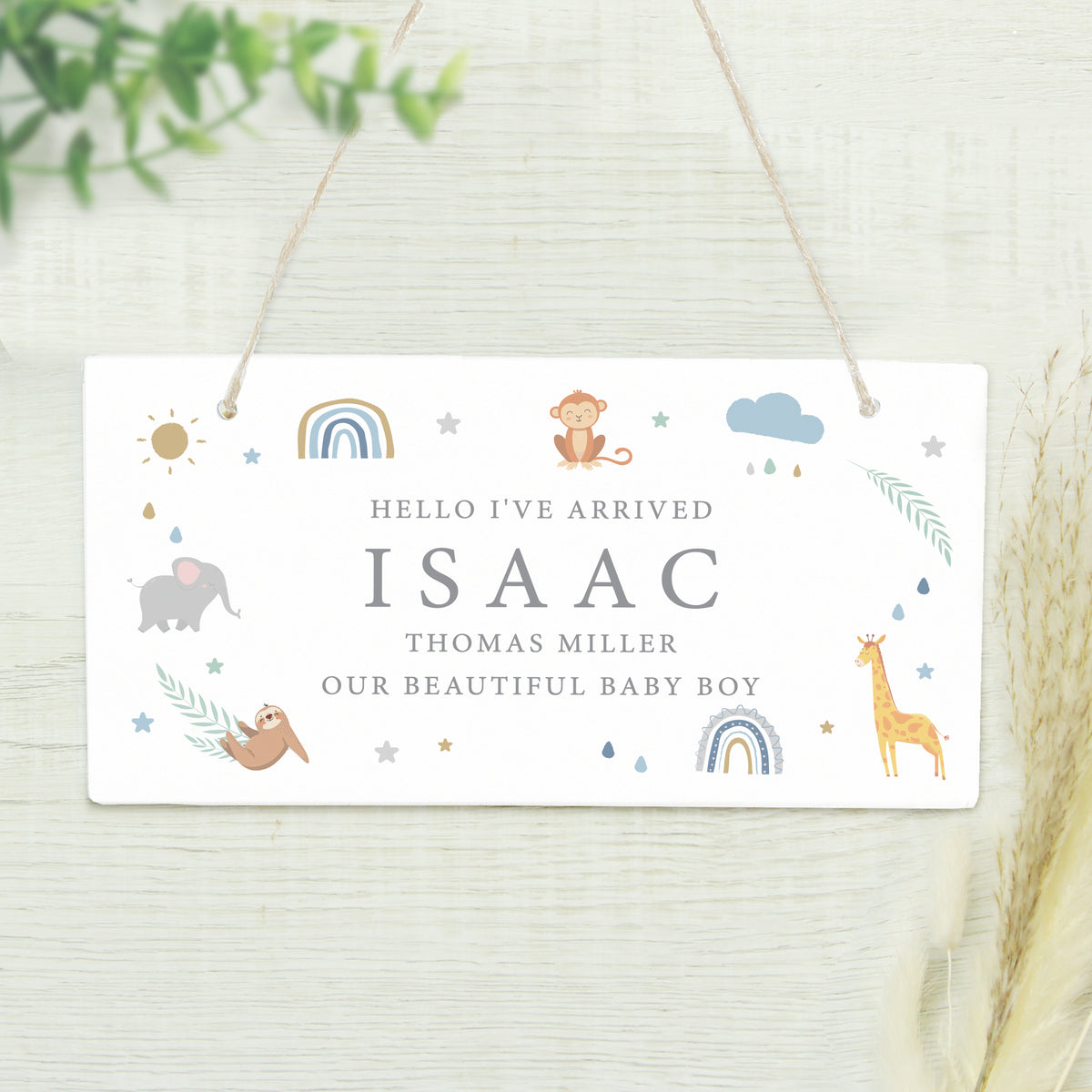 Personalised Safari Animals Wooden Sign from Heartfelt Gifts