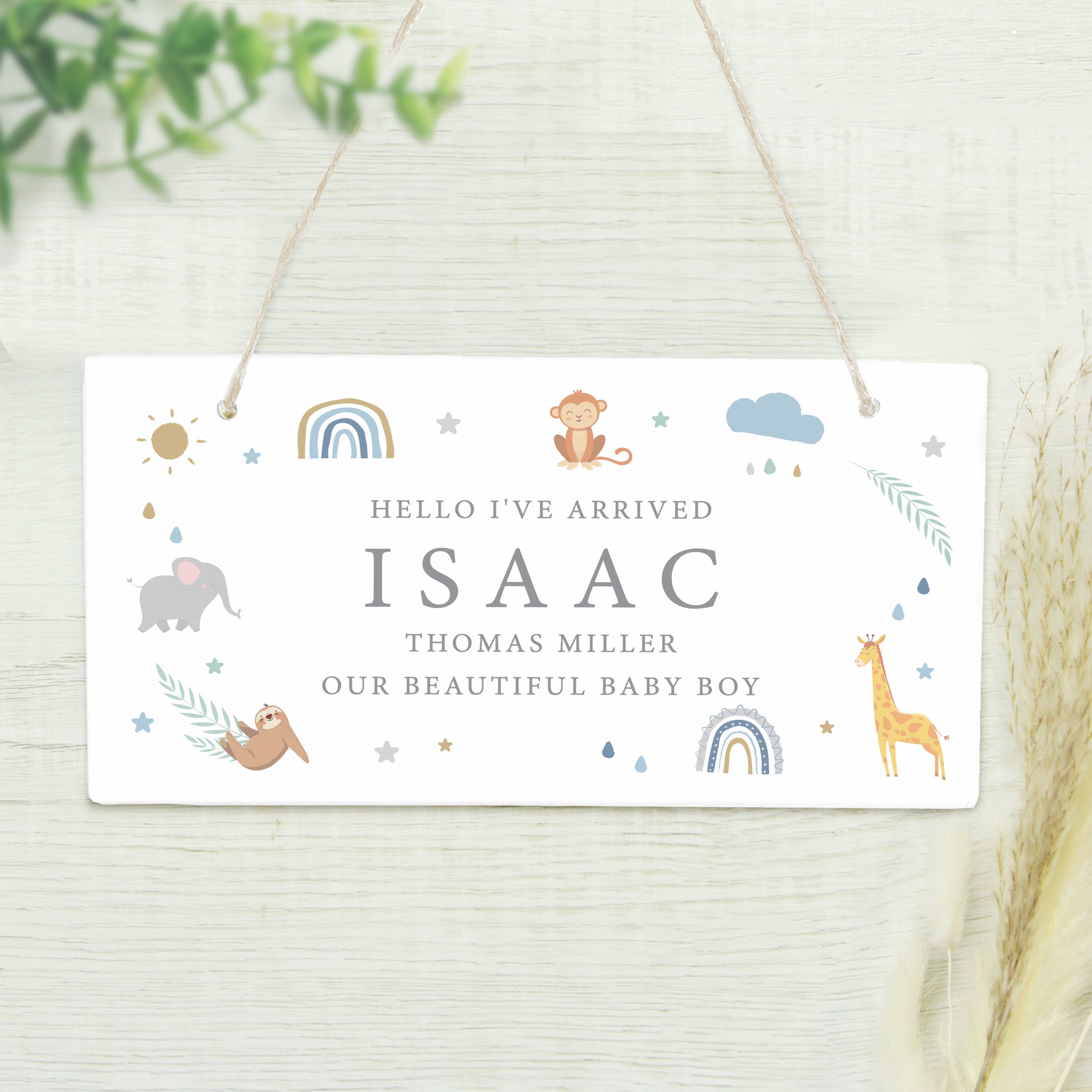 Personalised Safari Animals Wooden Sign from Heartfelt Gifts