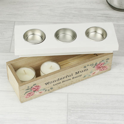 Personalised Floral Watercolour Triple Tealight Box - image 4