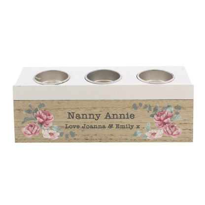 Personalised Floral Watercolour Triple Tealight Box - image 5