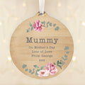 Personalised Floral Watercolour Round Wooden Decoration from Heartfelt Gifts