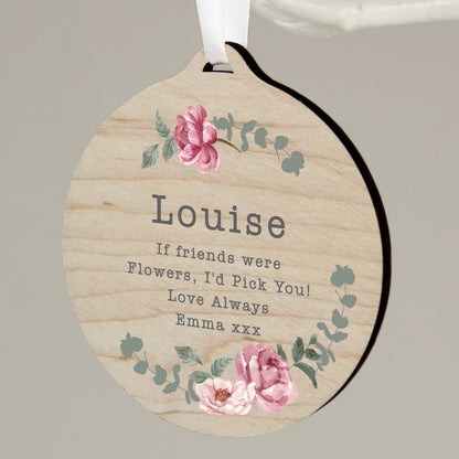 Personalised Floral Watercolour Round Wooden Decoration - image 2