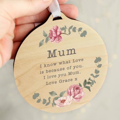 Personalised Floral Watercolour Round Wooden Decoration - image 3