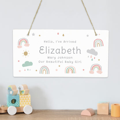 Personalised Pastel Rainbow Wooden Sign from Heartfelt Gifts