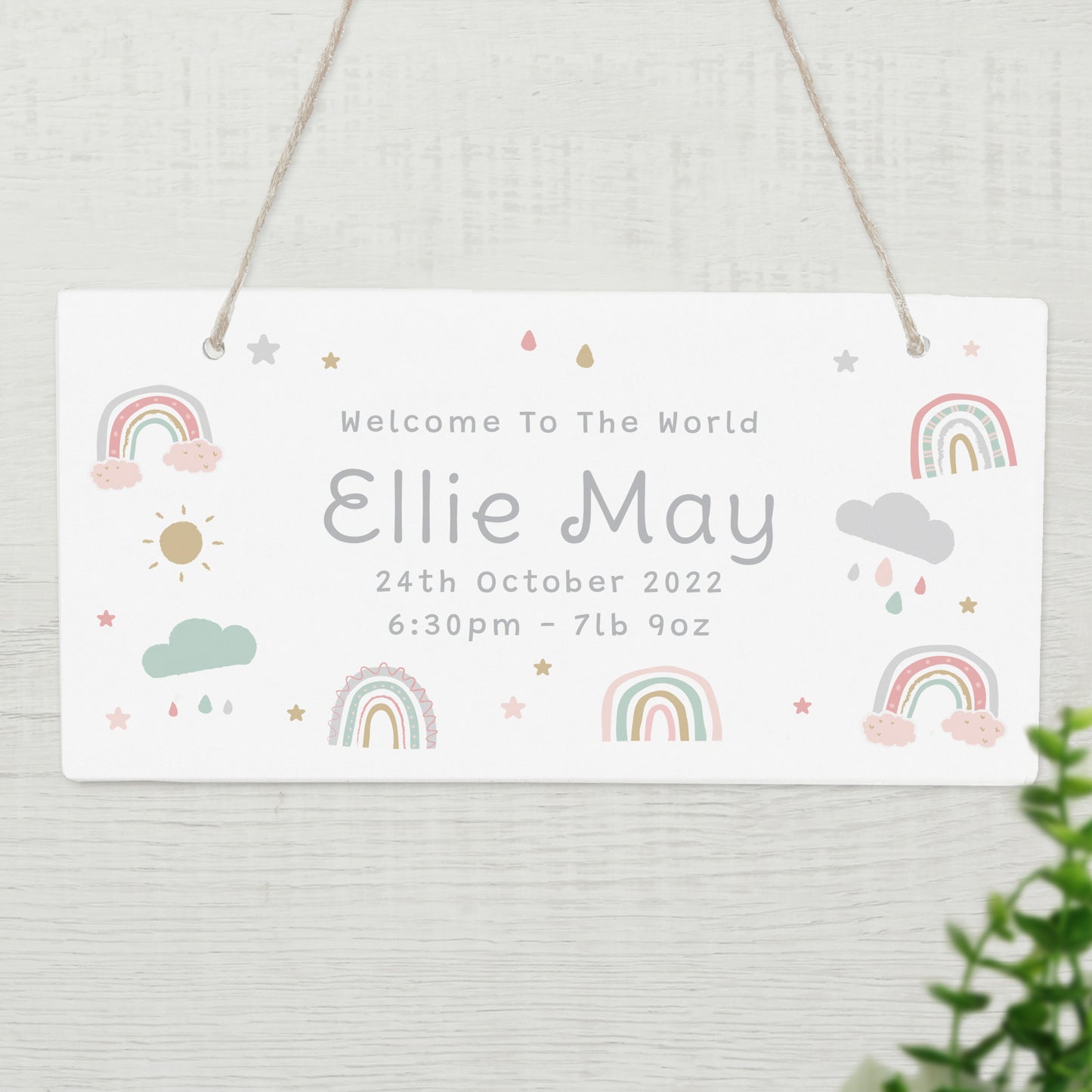 Personalised Pastel Rainbow Wooden Sign - image 3