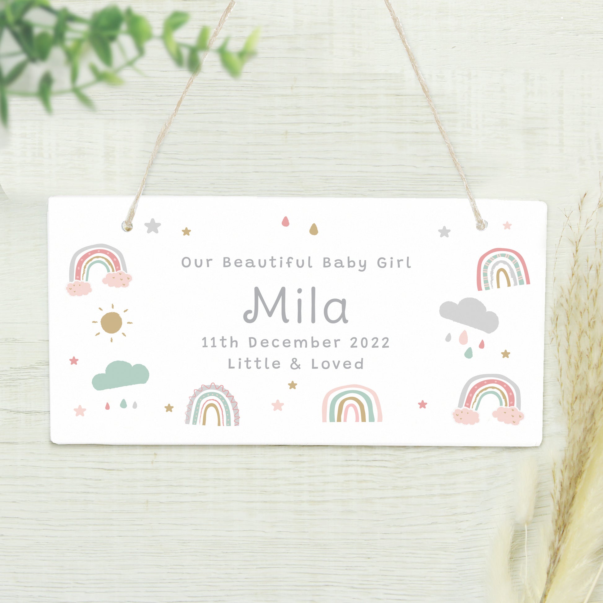 Personalised Pastel Rainbow Wooden Sign - image 4